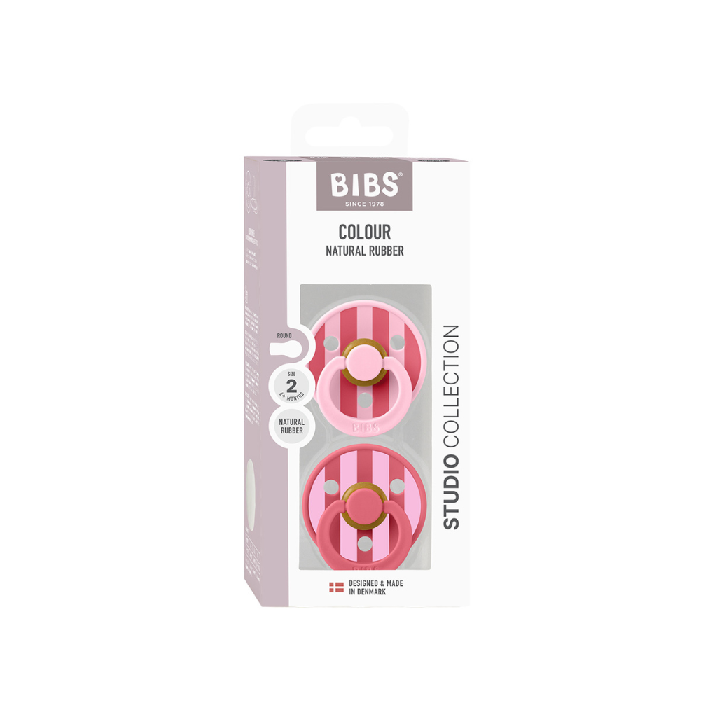 Bibs Sucette + 6 mois STUDIO Pack Block Baby Pink Coral Mix - 2 pièces
