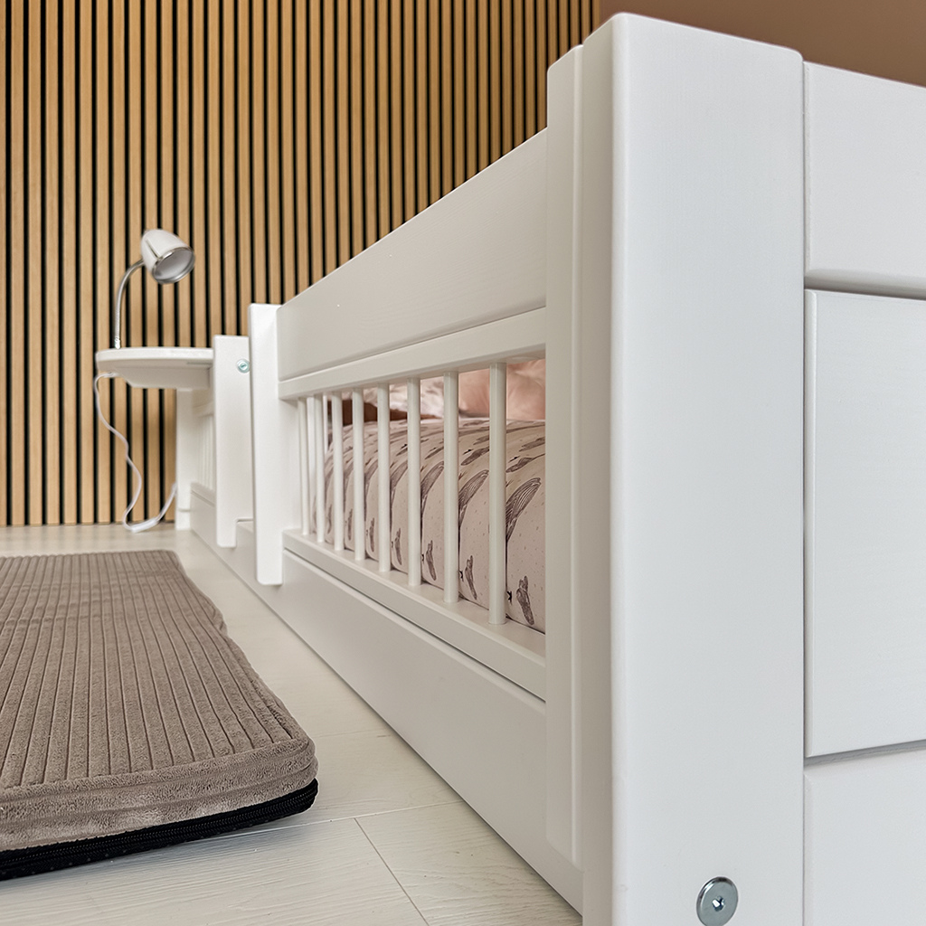 LIFETIME Barrière de lit étroite blanc laqué