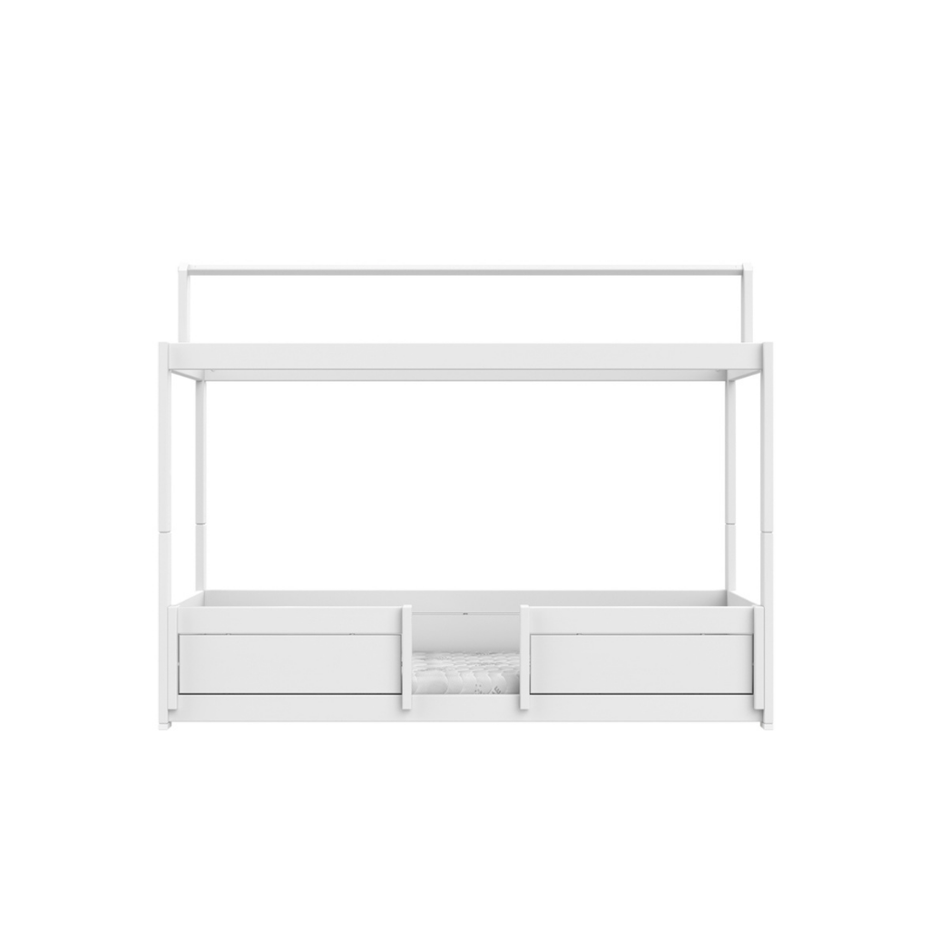 LIFETIME Lit-cabane 4-en-1 avec cadre de toit + sommier Lg 90 x L 200 cm