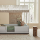 LIFETIME Lit-cabane 4-en-1 avec cadre de toit + sommier Lg 90 x L 200 cm