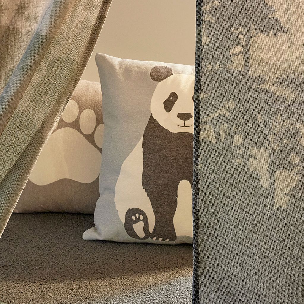 LIFETIME Kussen Panda Paradise blauw