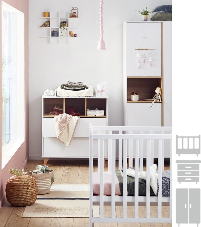 Quax 3-delige babykamer (bed + commode + kast met 2 deuren) Loft