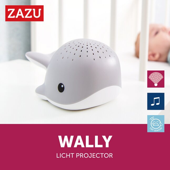 Zazu Nachtlampje/projector Wally grijs/wit