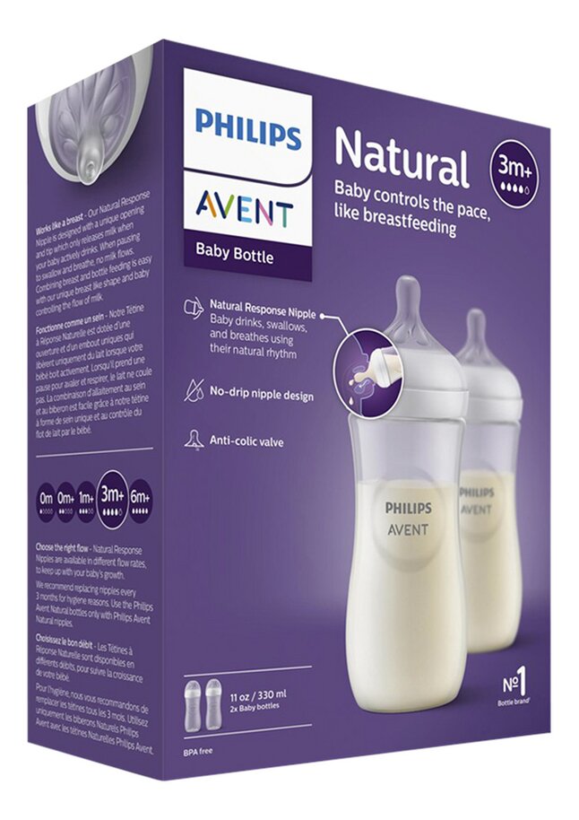 Philips AVENT Zuigfles Natural Response transparant 330 ml - 2 stuks