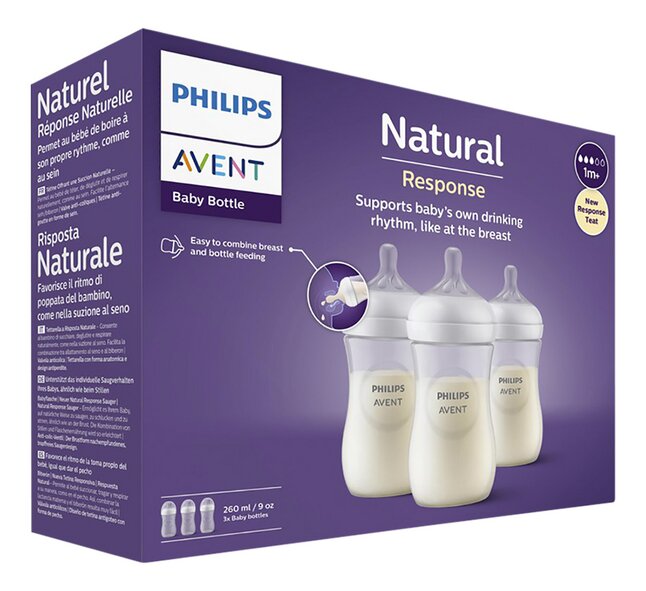 Philips AVENT Zuigfles Natural Response transparant 260 ml - 3 stuks