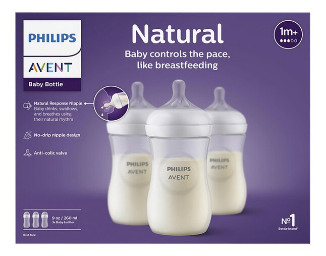 Philips AVENT Zuigfles Natural Response transparant 260 ml - 3 stuks