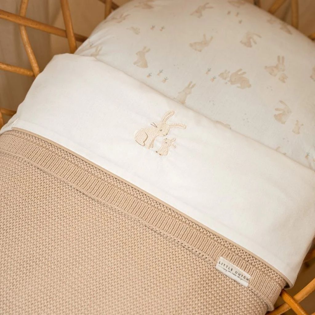 Little Dutch Laken voor bed 110x140 geborduurd ecru
