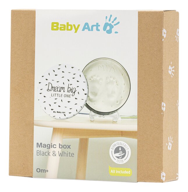 Baby Art Gipsafdruk Magic Box ronde doos Black/White
