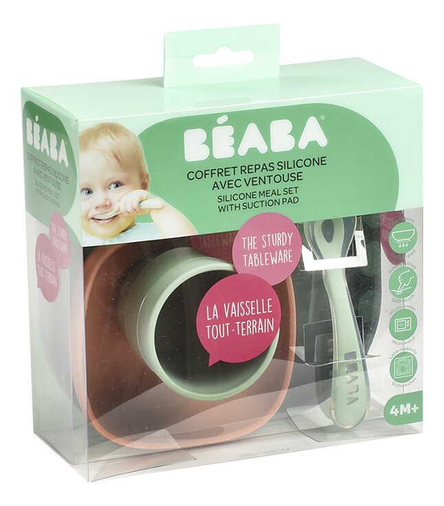 Béaba 4-delige eetset silicone Mineral