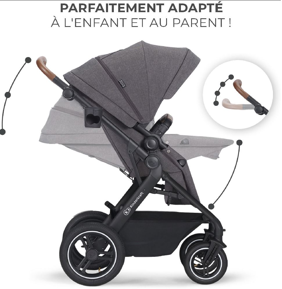 Kinderkraft Wandelwagen 4-in-1 B-Tour Mink Pro Dark Grey