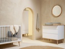 Quax Chambre de bébé 2 pièces (lit évolutif L 140 x Lg 70 cm + commode) Flow White