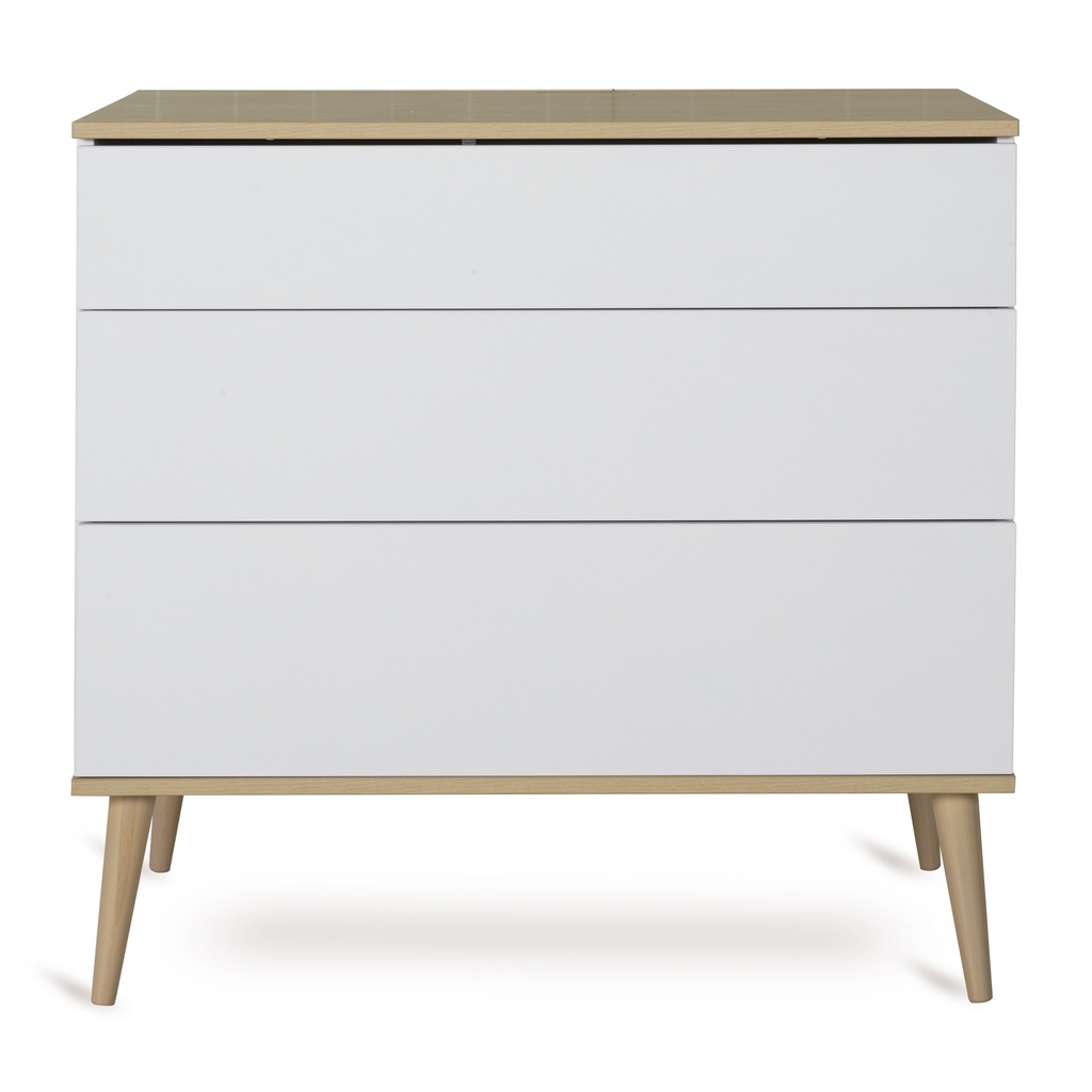 Quax Chambre de bébé 3 pièces (lit L 120 x Lg 60 cm + commode + armoire 3 portes) Flow White