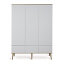 Quax Chambre de bébé 3 pièces (lit L 120 x Lg 60 cm + commode + armoire 3 portes) Flow White