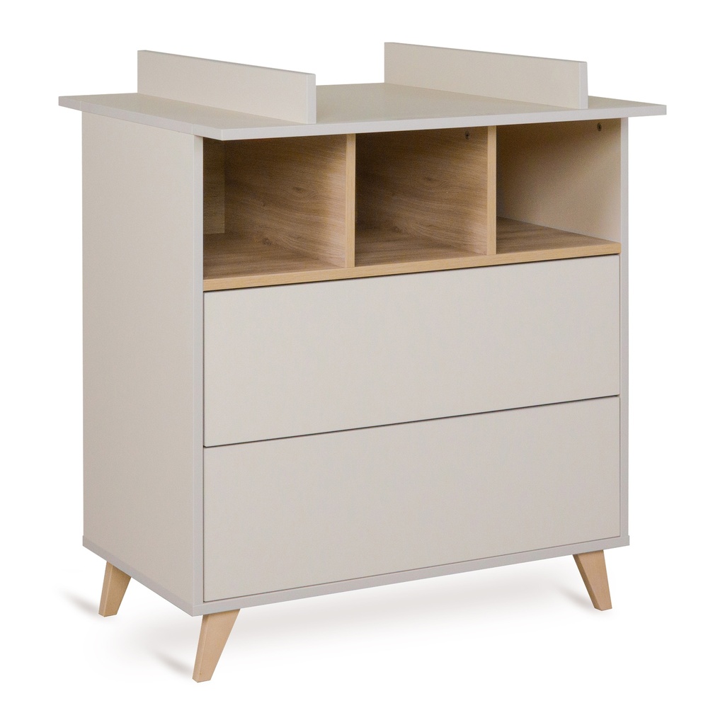 Quax Chambre de bébé 3 pièces (lit évolutif + commode avec rallonge + armoire 2 portes) Loft Clay