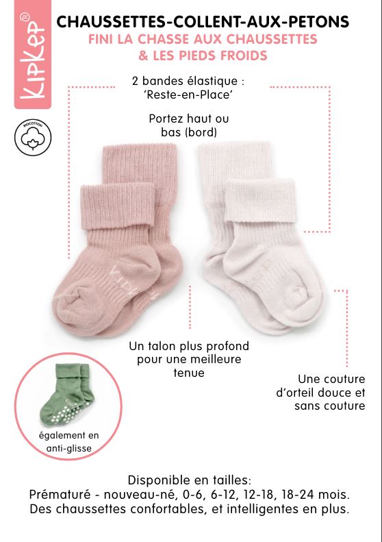 KipKep Blijf-Sokken Off White - 2 stuks
