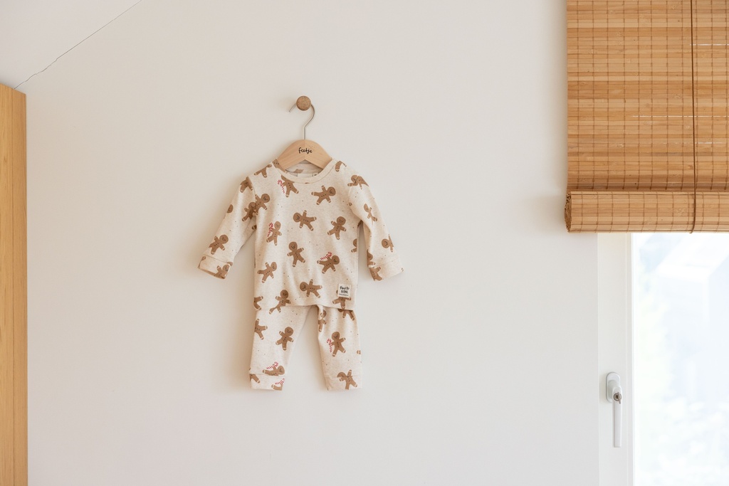 pyjama 2-delig Casey Cookie kerst, Offwhite melange, Uniseks