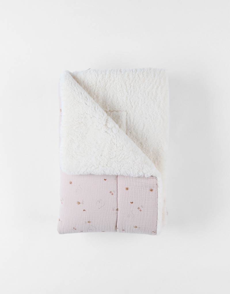 Noukie's Couverture/drap en polaire pour berceau ou parc Colombes du bonheur rose clair Lg 75 x L 100 cm