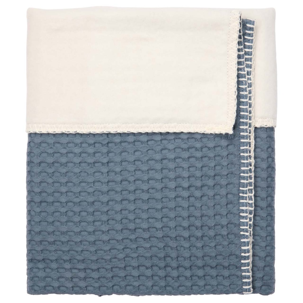 Koeka Fleece deken voor wieg of park Amsterdam Bluestone katoen B 100 x L 75 cm