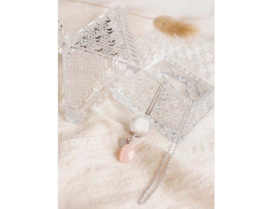 Halsketting Bola Rose Quartz Linn zilver (verzilverd, nikkelvrij)