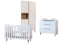 Pericles 3-delige babykamer (bed L 140 x B 70 cm + commode + kast met 3 deuren) Boho White
