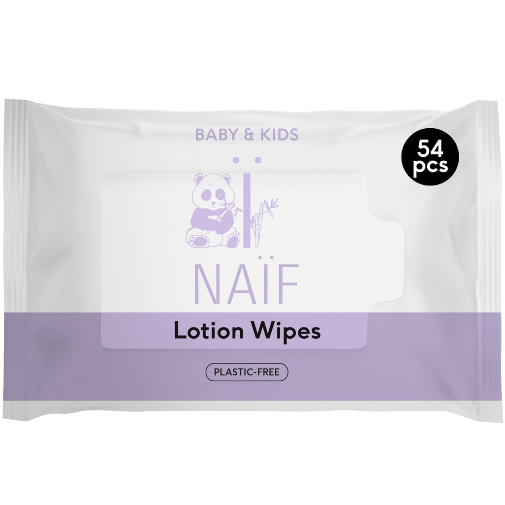 Naïf Lingettes humides Plastic Free Lotion Wipes - 54 pièces