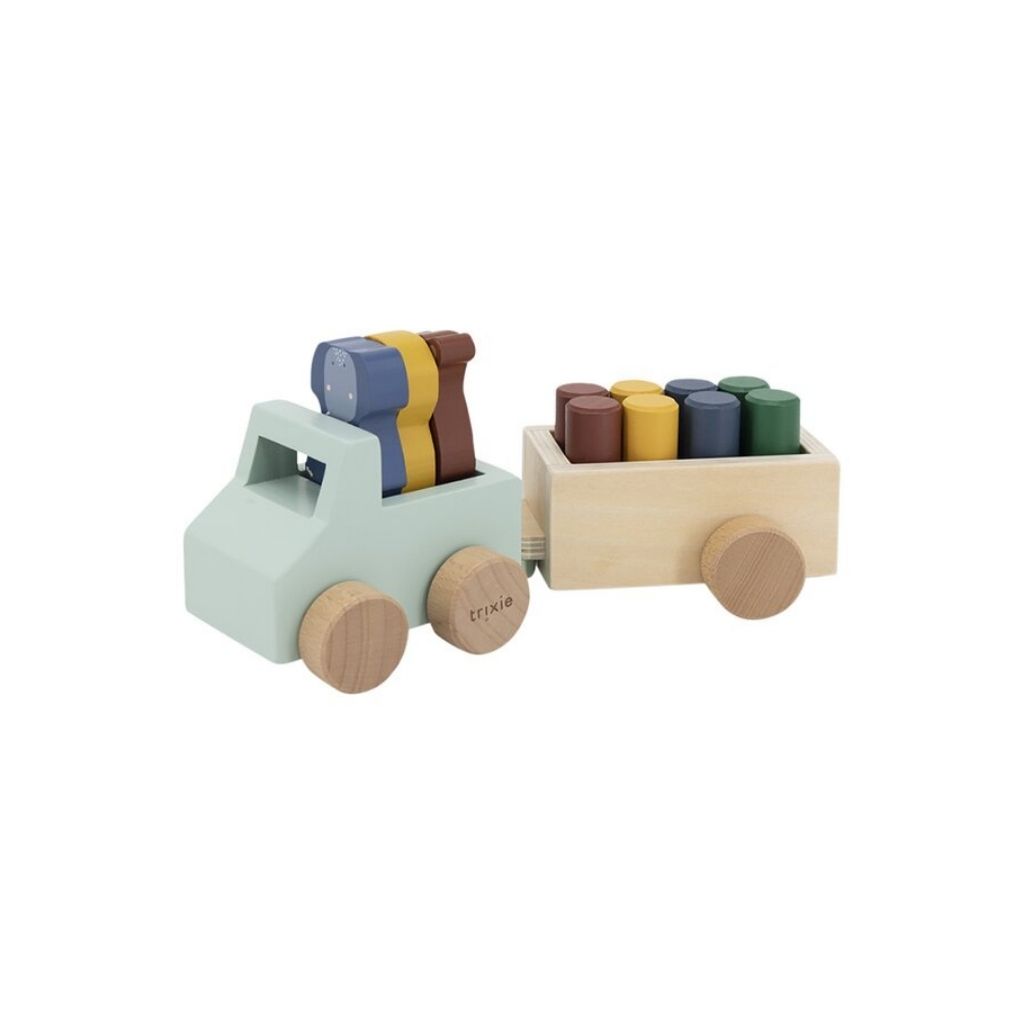 Trixie Voiture avec remorque en bois Animaux