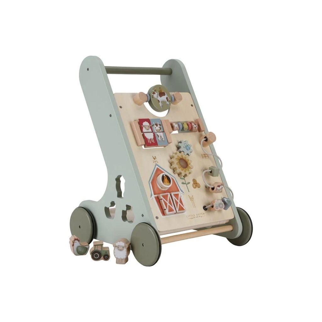 Little Dutch Houten loopwagen Little Farm groen