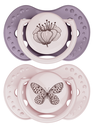 Difrax Fopspeen + 6 maanden LOVI Dynamic Botanic Pink/Purple - 2 stuks