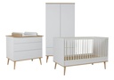 Quax Chambre de bébé 3 pièces (lit L 120 x Lg 60 cm+ commode + armoire 2 portes) Flow White