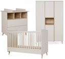 Quax Chambre de bébé 3 pièces (lit + commode avec rallonge + armoire 3 portes) Loft Clay 