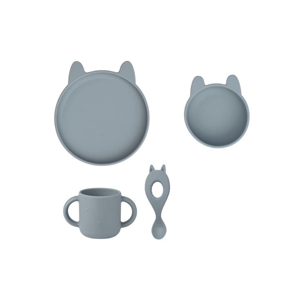 Liewood 4-delige eetset Rabbit Sea Blue