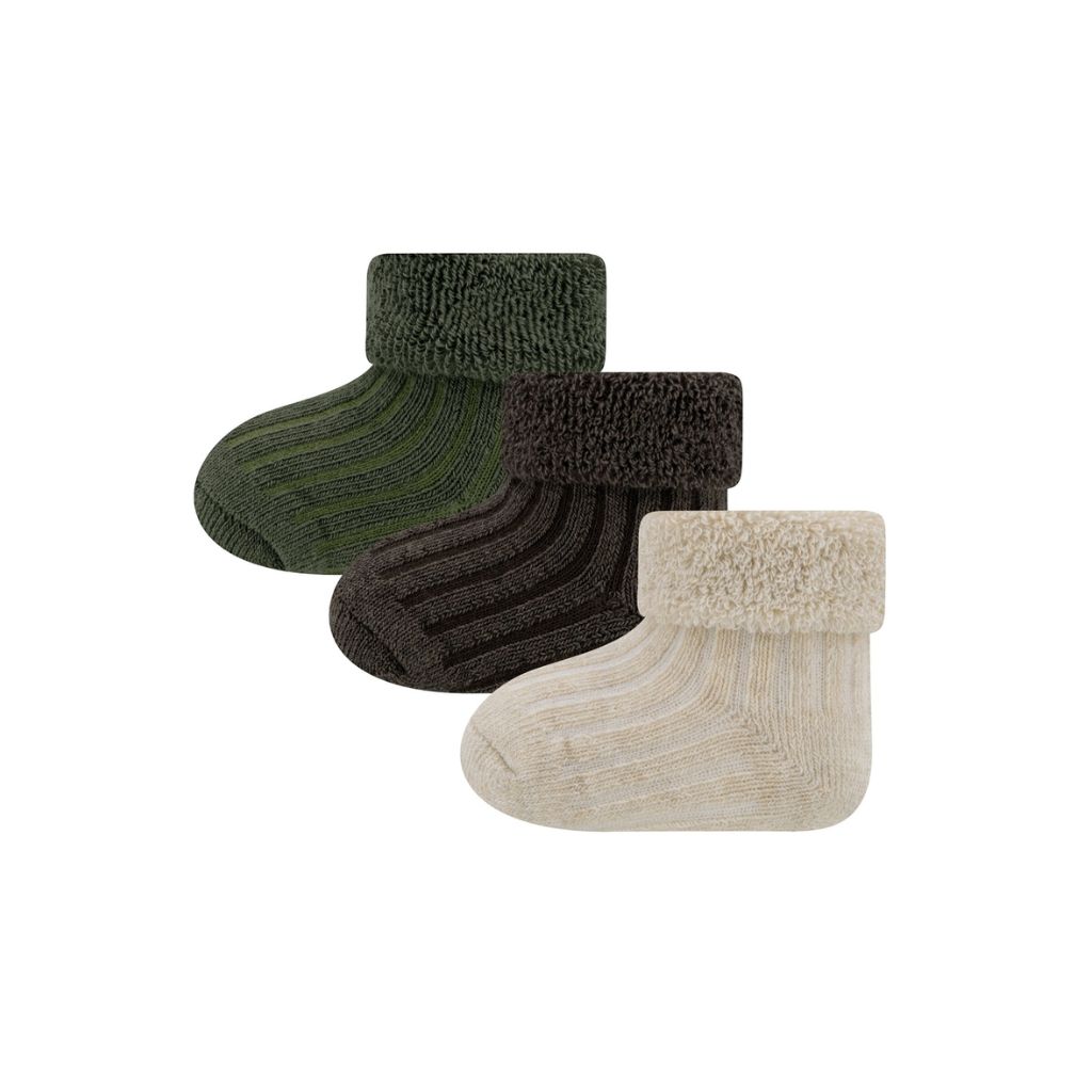 Ewers Paire de chaussettes Newborn Rib ONESIZE beige - 3 pièces
