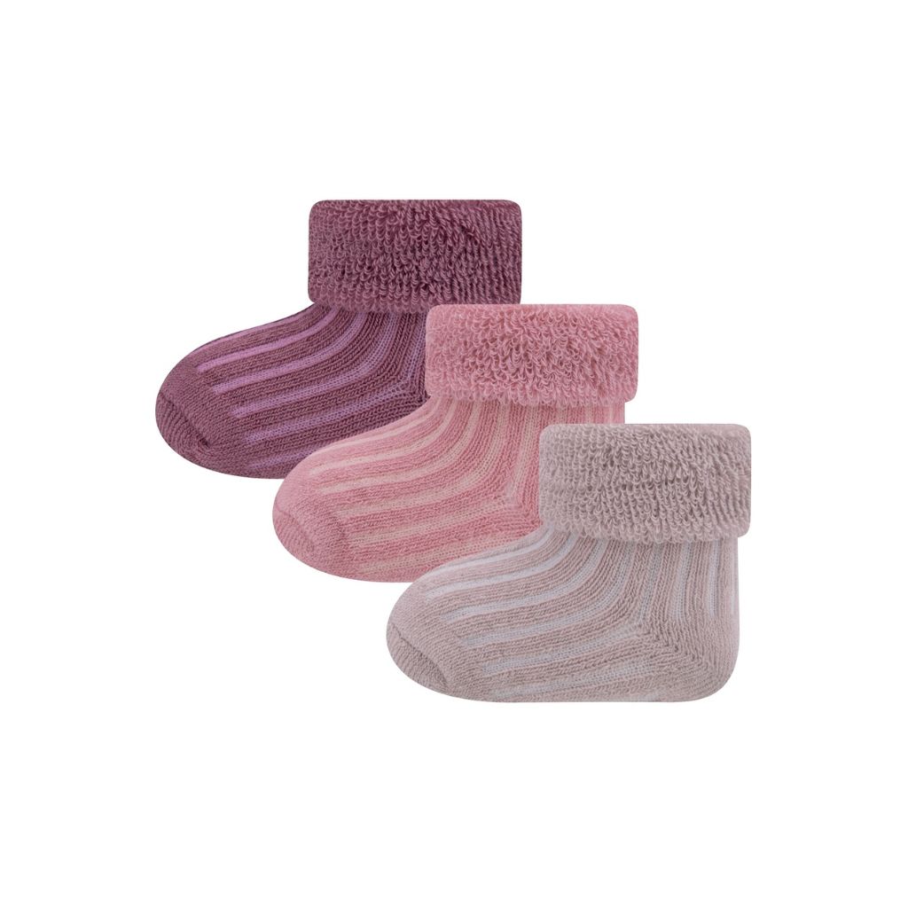 Ewers Paire de chaussettes Newborn Rib ONESIZE mauve - 3 pièces