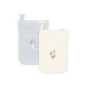 Little Dutch Gant de toilette brodé Forest Friends beige/bleu Lg 14 x L 21 cm - 2 pièces