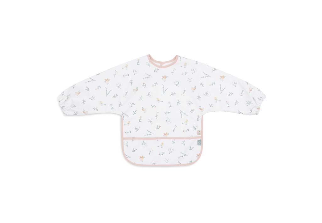 Jollein Bavoir à manches imperméable Lovely Birds blanc