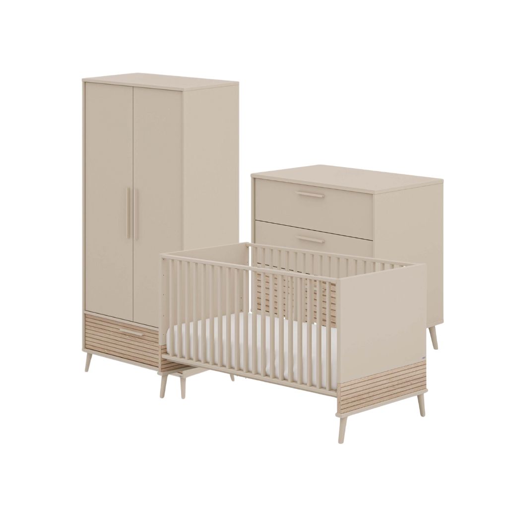 PAIDI Chambre de bébé 3 pièces (lit évolutif + commode + armoire 2 portes)