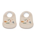 Liewood Slabbetje siliconen Tilda Safari Multi - 2 stuks