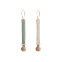 Mushie Attache-sucette Olive/Shifting Sand Multi - 2 pièces                