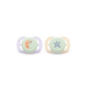 Philips AVENT Fopspeen + 0 maanden Ultra Start Night Mix munt/blauw, lila/perzik - 2 stuks