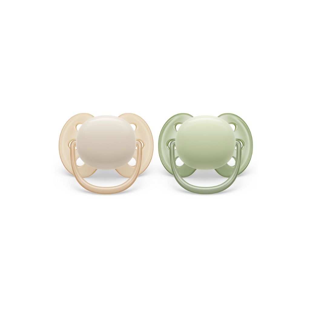 Philips AVENT Fopspeen + 0 maanden Ultra Soft beige, lichtgroen - 2 stuks