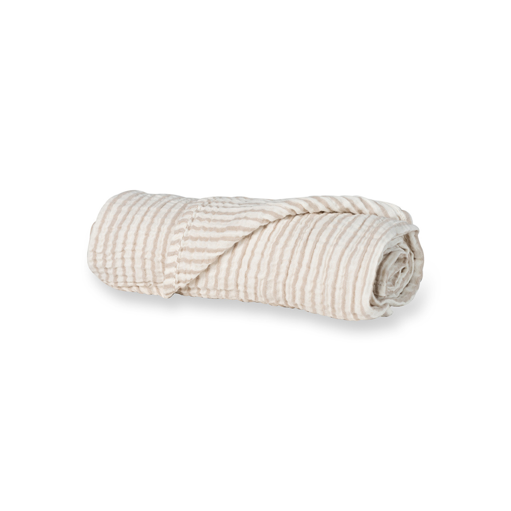 Quax Couverture d'été pour lit Natural Stripes beige coton Lg 90 x L 110 cm