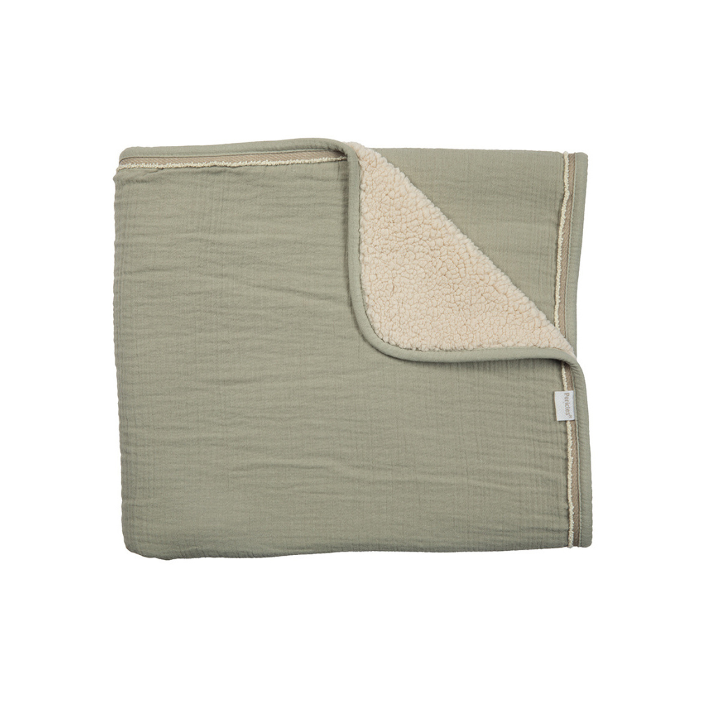 Pericles Couverture pour berceau ou parc Avocado vert/Cream Lg 75 x L 100 cm