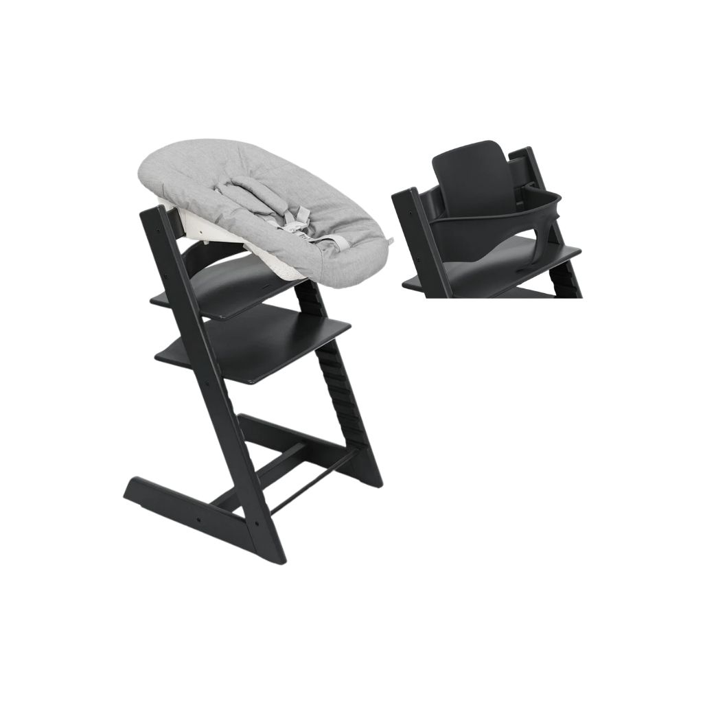 Stokke® Chaise haute Tripp Trapp® + coussin Newborn Set + arceau Baby Set noir