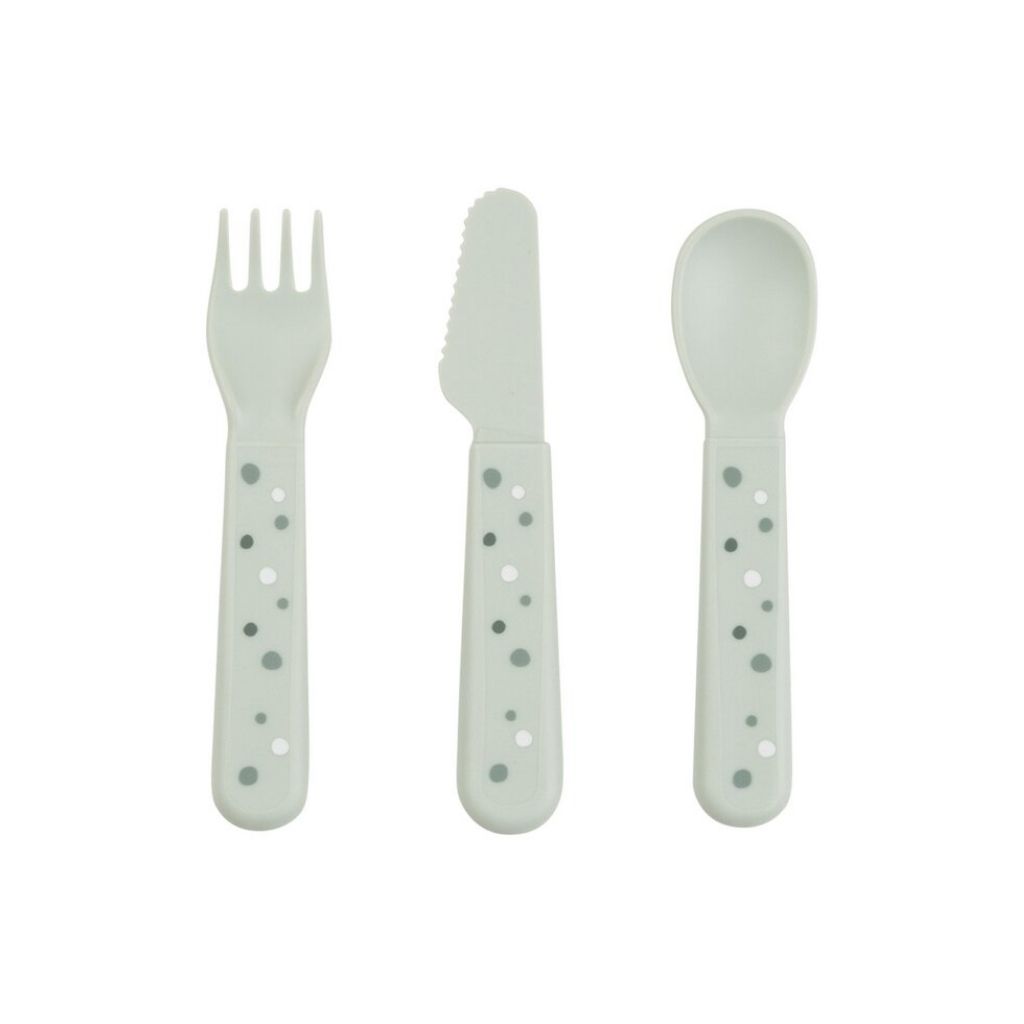 Done by Deer Fourchette, cuillère et couteau Happy Dots Green
