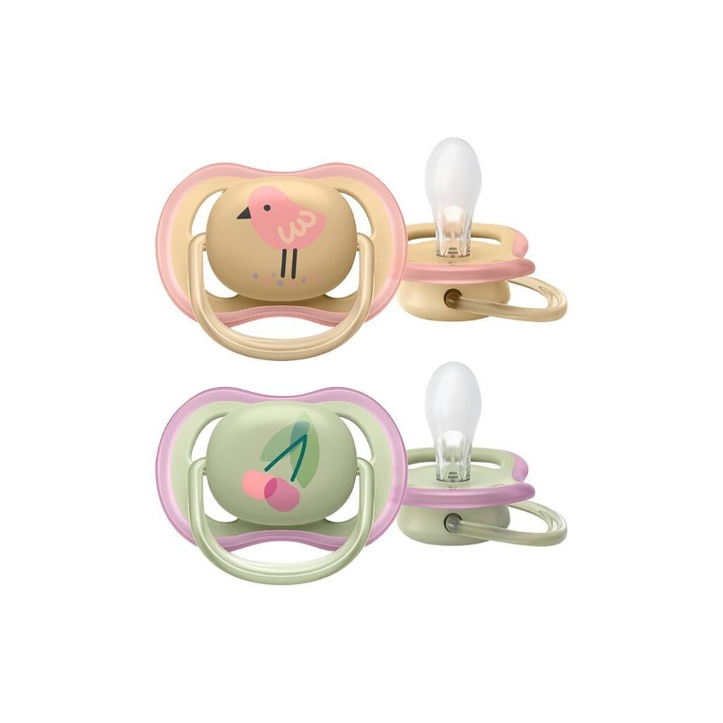 Philips AVENT Sucette + 0 mois Ultra Air moineau/cerise - 2 pièces