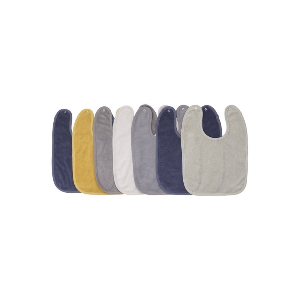 Dreambee Bavoir Essentials Boys à pression bleu/gris/ocre - 7 pièces
