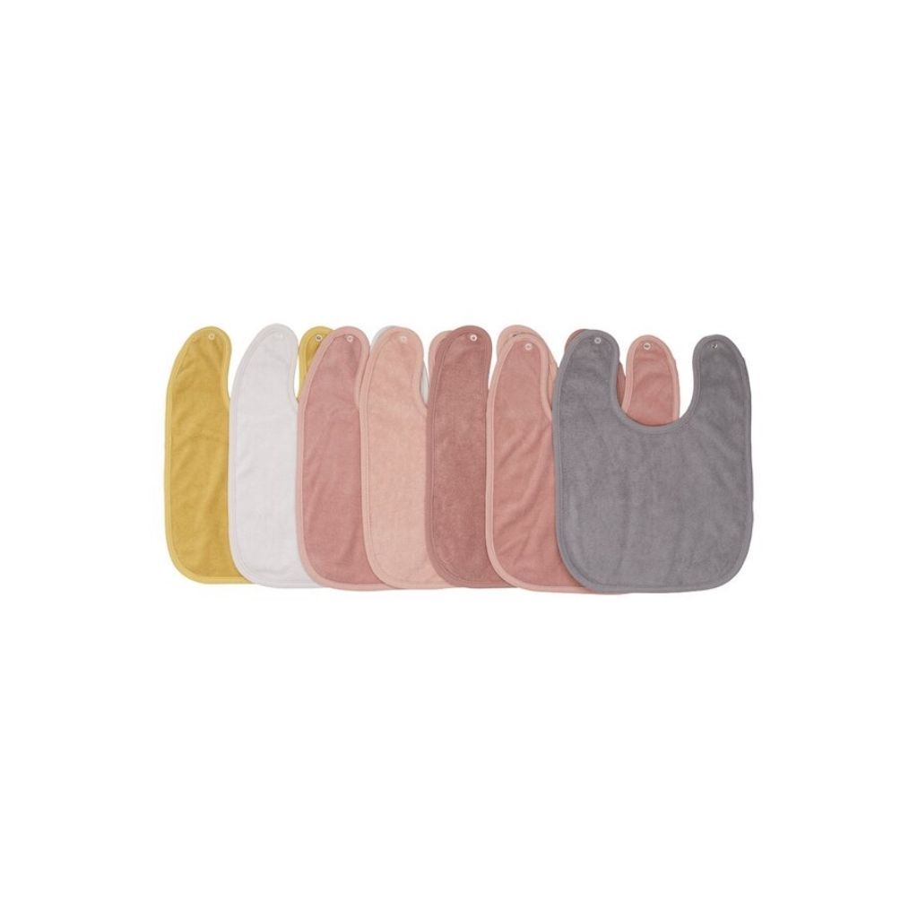 Dreambee Slabbetje Essentials met drukknoppen roze/grijs/oker - 7 stuks
