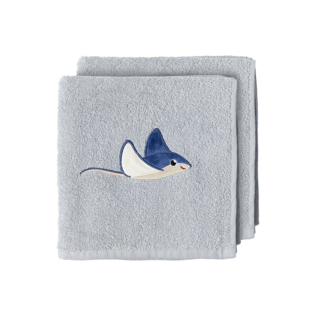 Dreambee Serviette Billie raie gris Lg 50 x L 100 cm- 2 pièces