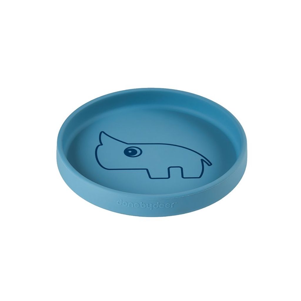 Done by Deer Assiette en silicone Nozo bleu