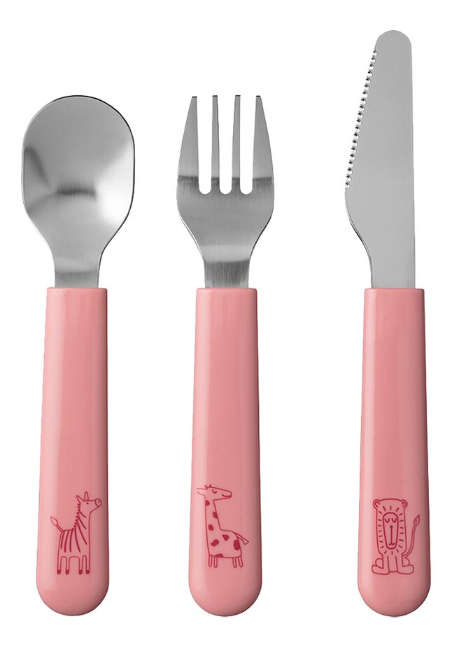 Mepal Fourchette, cuillère et couteau Mio Deep Pink